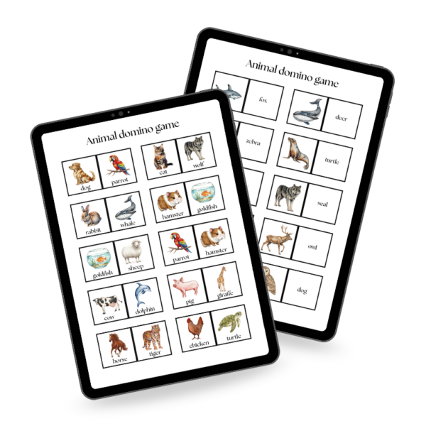 Zwierzęta - Animal Domino - gra edukacyjna do nauki języka angielskiego