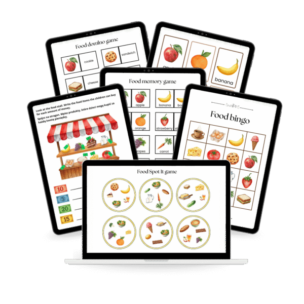 Jedzenie - Food Starter - zestaw gier do nauki języka angielskiego + BONUS